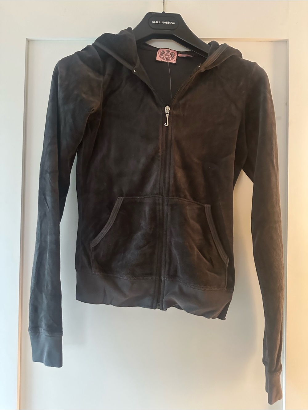 Juicy Couture Brown Suede-Look Zip Hoodie